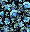 Flower Vine Blue Black Metallic